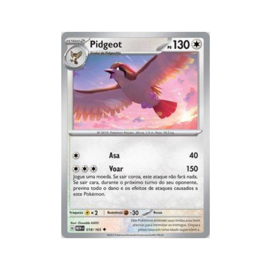 Pidgeot 018/165 in Portuguese Mew 151 Pokémon TCG