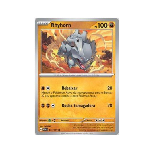 Rhyhorn 111/165 in Portuguese Mew 151 Pokémon TCG