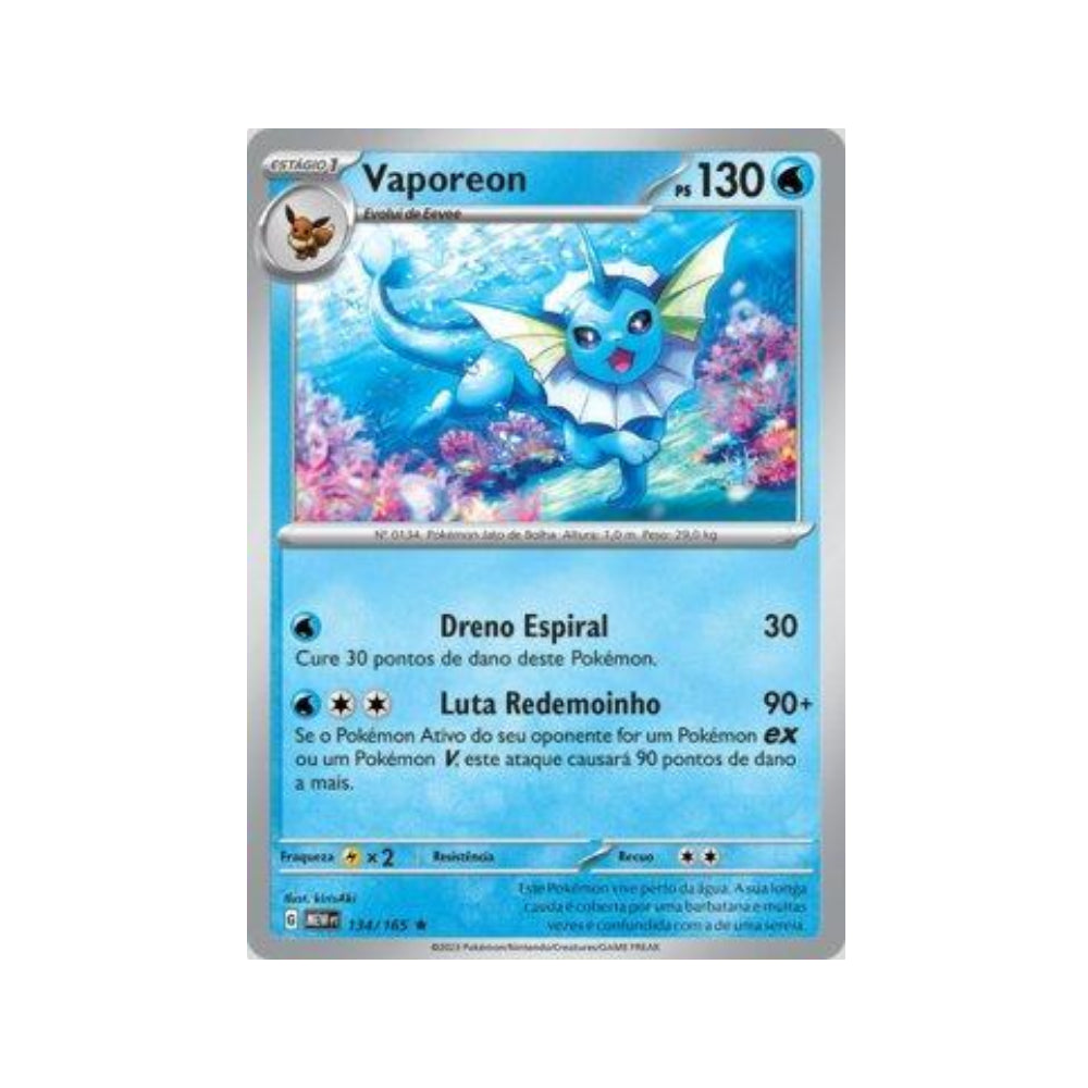 Vaporeon 134/165 in Portuguese Mew 151 Pokémon TCG