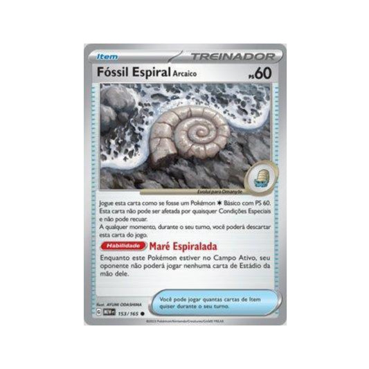 Antique Helix Fossil 153/165 in Portuguese Mew 151 Pokémon TCG