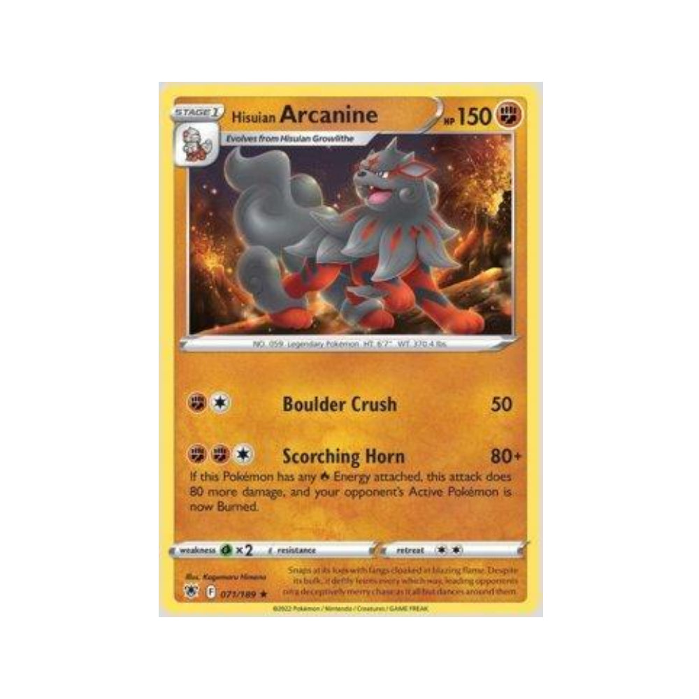 Hisuian Arcanine 071/189 in Portuguese Astral Radiance Pokémon TCG