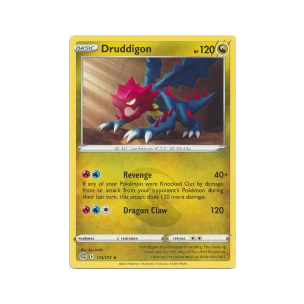 Druddigon 113/172 in Portuguese Brilliant Stars Pokémon TCG