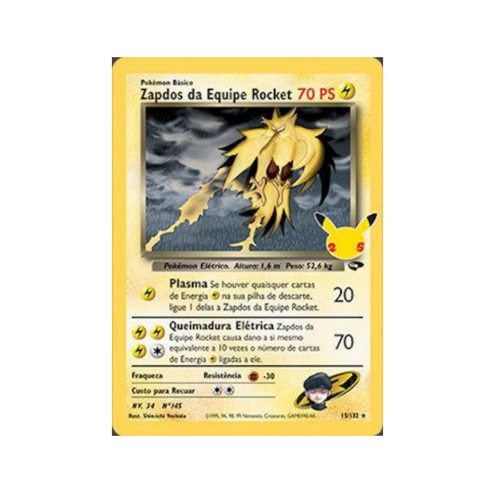 Rocket's Zapdos 07/25 in Portuguese Celebrations: Classic Collection Pokémon TCG