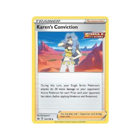 Karen's Conviction 144/198 in Portuguese Chilling Reign Pokémon TCG