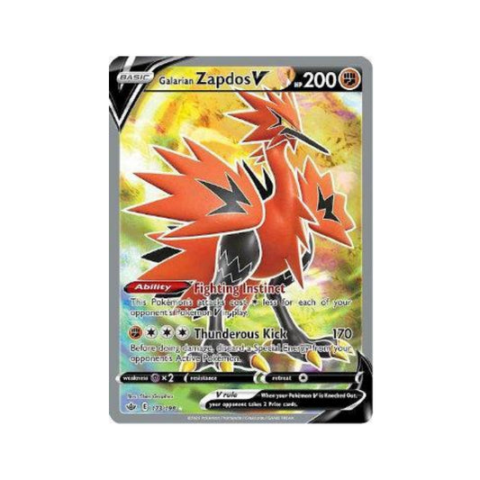 Galarian Zapdos-V 173/198 in Portuguese Chilling Reign Pokémon TCG