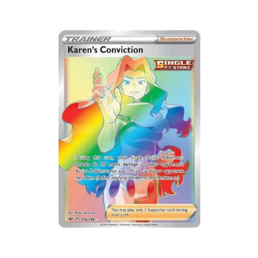 Karen's Conviction 216/198 in Portuguese Chilling Reign Pokémon TCG