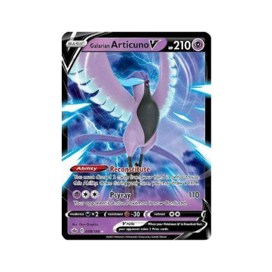 Galarian Articuno-V 58/198 in Portuguese Chilling Reign Pokémon TCG