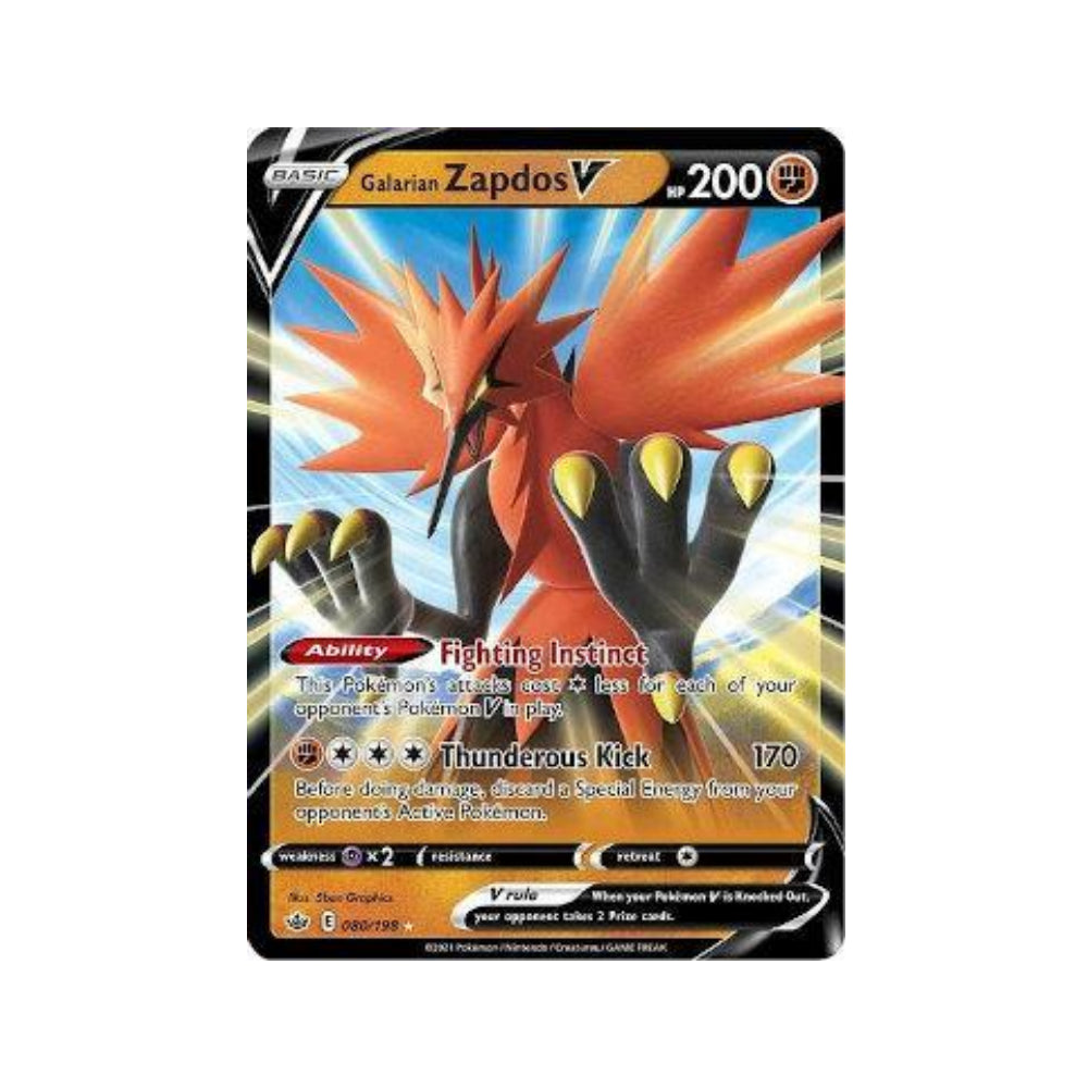 Galarian Zapdos-V 80/198 in Portuguese Chilling Reign Pokémon TCG