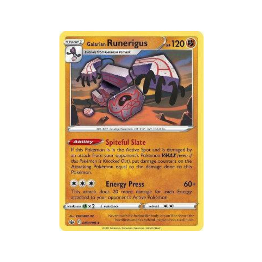 Galarian Runerigus 83/198 in Portuguese Chilling Reign Pokémon TCG