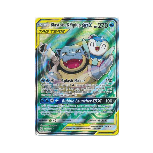 Blastoise & Piplup-GX 215/236 in Portuguese Cosmic Eclipse Pokémon TCG