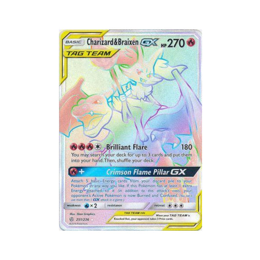 Charizard & Braixen-GX 251/236 in Portuguese Cosmic Eclipse Pokémon TCG