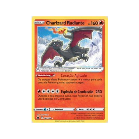 Radiant Charizard 020/159 in Portuguese Crown Zenith Pokémon TCG