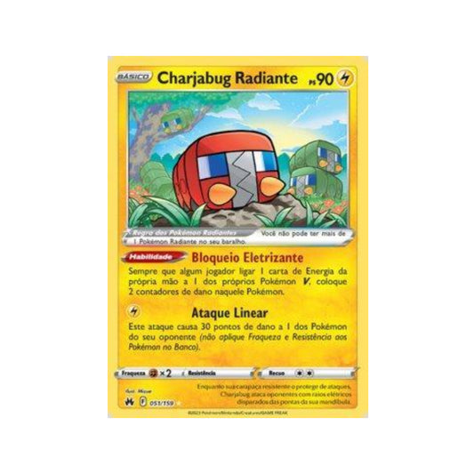 Radiant Charjabug 051/159 in Portuguese Crown Zenith Pokémon TCG