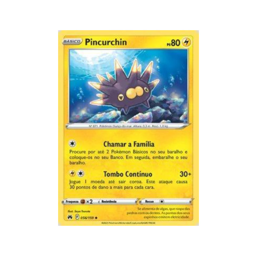 Pincurchin 056/159 in Portuguese Crown Zenith Pokémon TCG