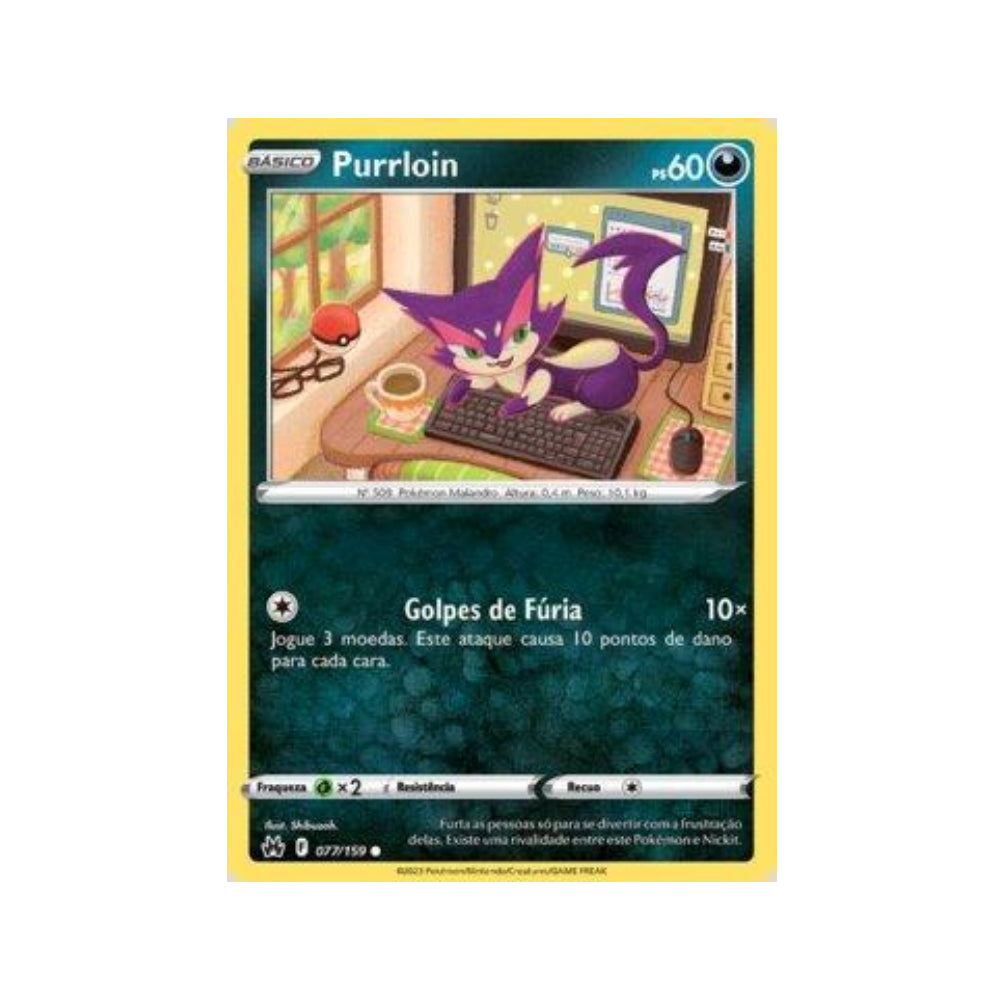 Purrloin 077/159 in Portuguese Crown Zenith Pokémon TCG