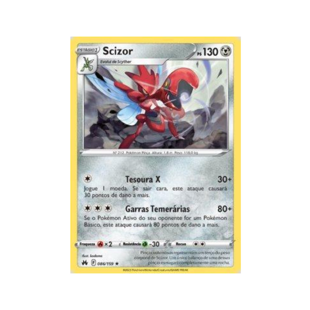 Scizor 086/159 in Portuguese Crown Zenith Pokémon TCG