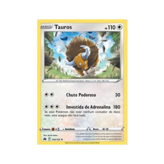 Tauros 106/159 in Portuguese Crown Zenith Pokémon TCG