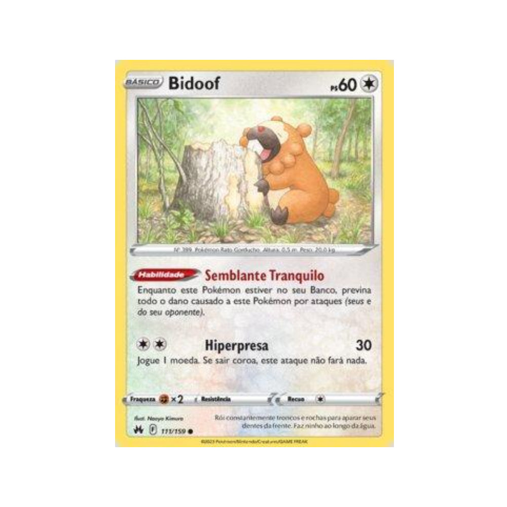 Bidoof 111/159 in Portuguese Crown Zenith Pokémon TCG