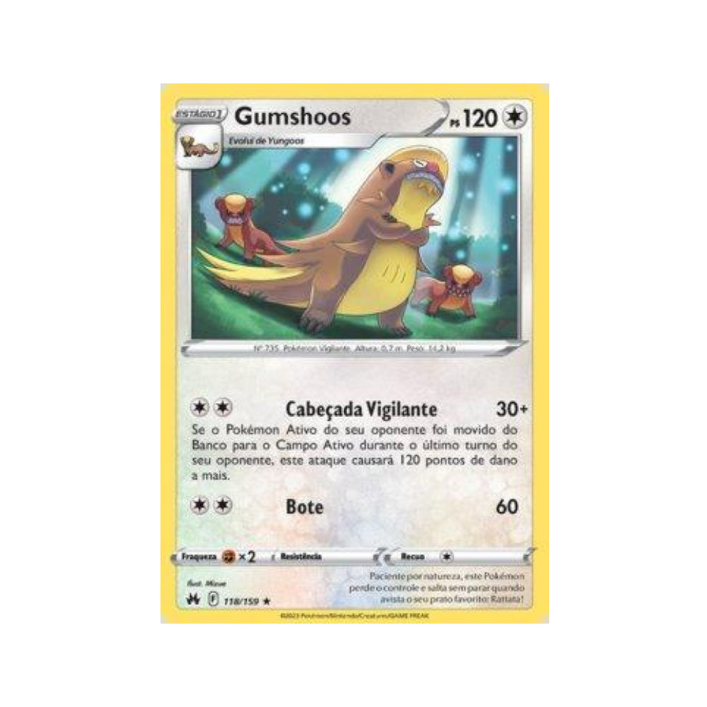 Gumshoos 118/159 in Portuguese Crown Zenith Pokémon TCG