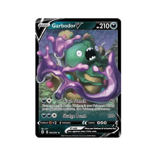 Garbodor-V 100/203 in Portuguese Evolving Skies Pokémon TCG