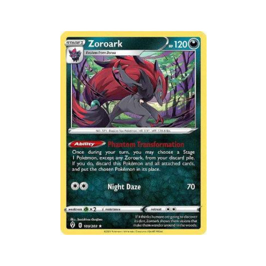 Zoroark 103/203 in Portuguese Evolving Skies Pokémon TCG