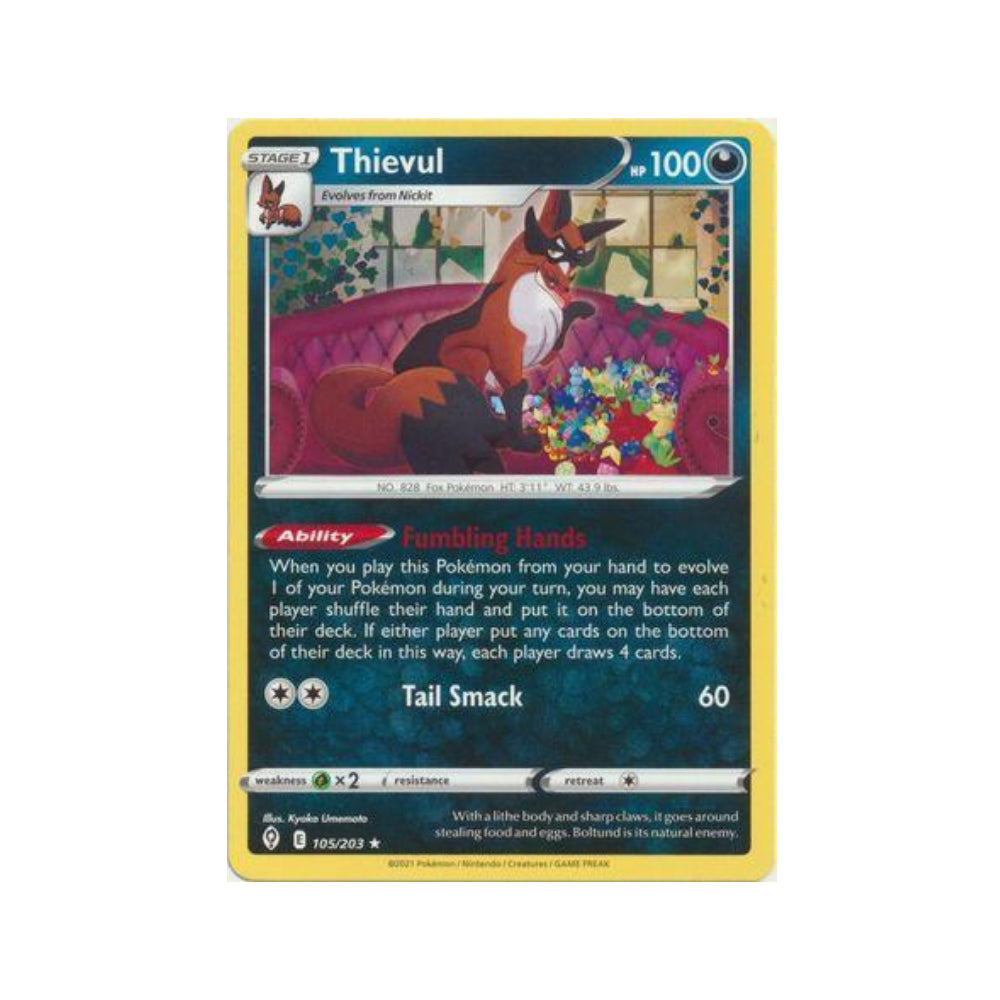 Thievul 105/203 in Portuguese Evolving Skies Pokémon TCG