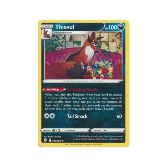 Thievul 105/203 in Portuguese Evolving Skies Pokémon TCG