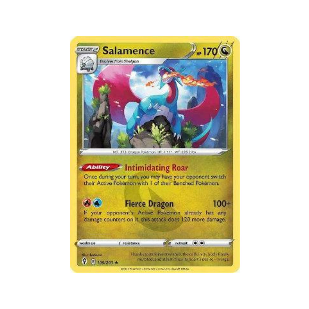 Salamence 109/203 in Portuguese Evolving Skies Pokémon TCG