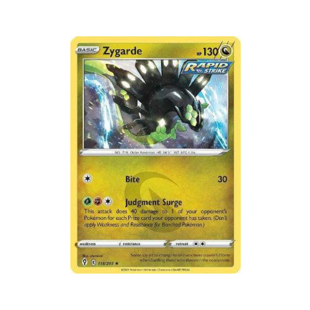 Zygarde 118/203 in Portuguese Evolving Skies Pokémon TCG