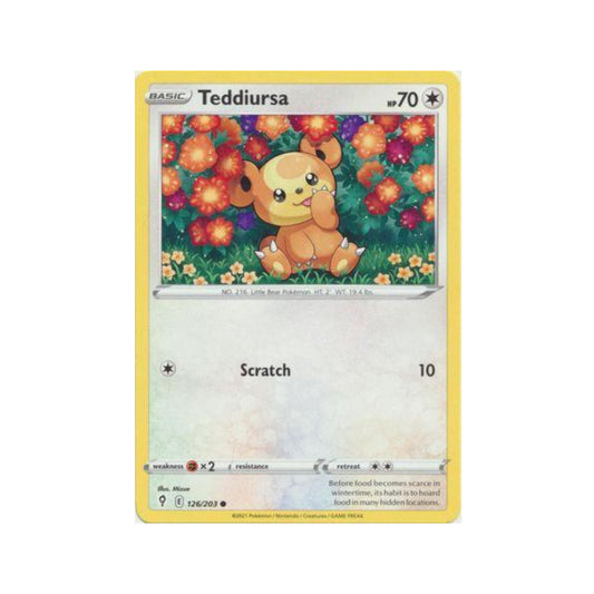 Teddiursa 126/203 in Portuguese Evolving Skies Pokémon TCG