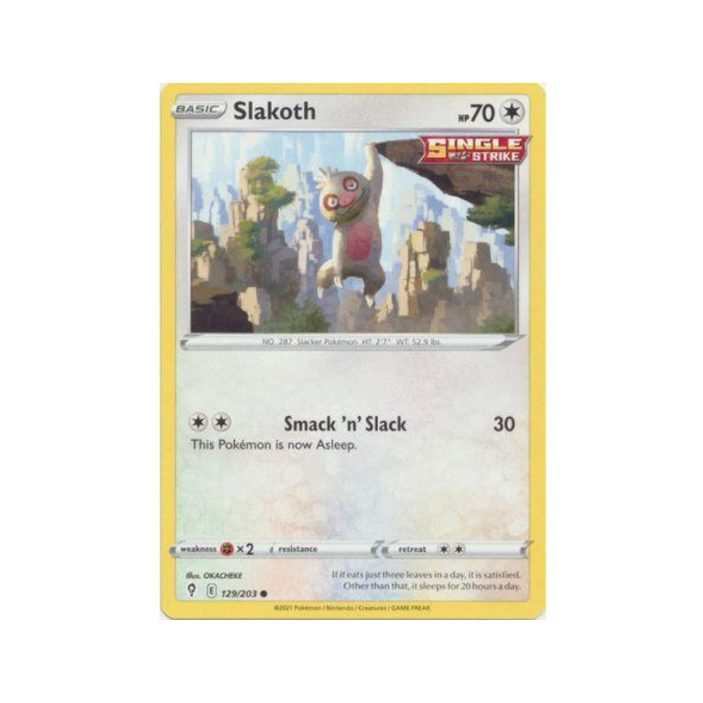 Slakoth 129/203 in Portuguese Evolving Skies Pokémon TCG