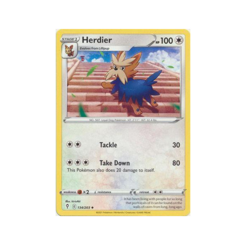 Herdier 134/203 in Portuguese Evolving Skies Pokémon TCG