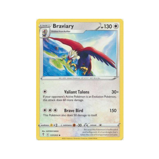 Braviary 137/203 in Portuguese Evolving Skies Pokémon TCG