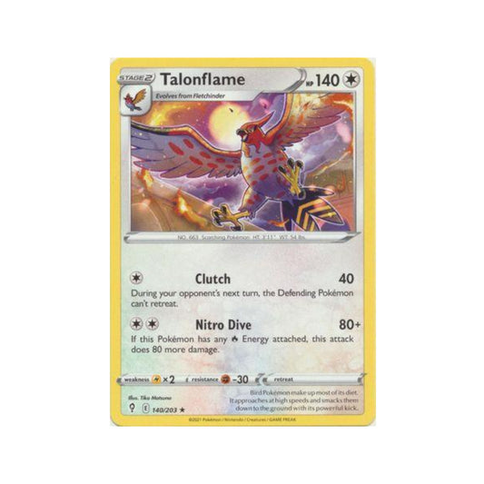 Talonflame 140/203 in Portuguese Evolving Skies Pokémon TCG