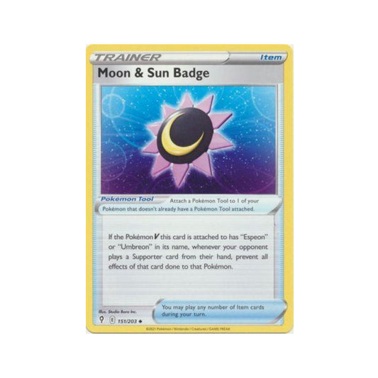 Moon & Sun Badge 151/203 in Portuguese Evolving Skies Pokémon TCG