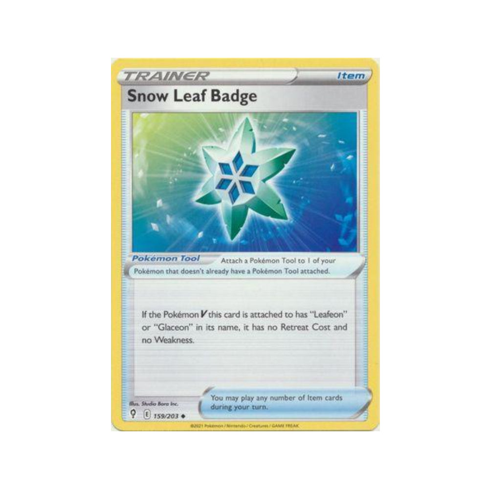 Snow Leaf Badge 159/203 in Portuguese Evolving Skies Pokémon TCG