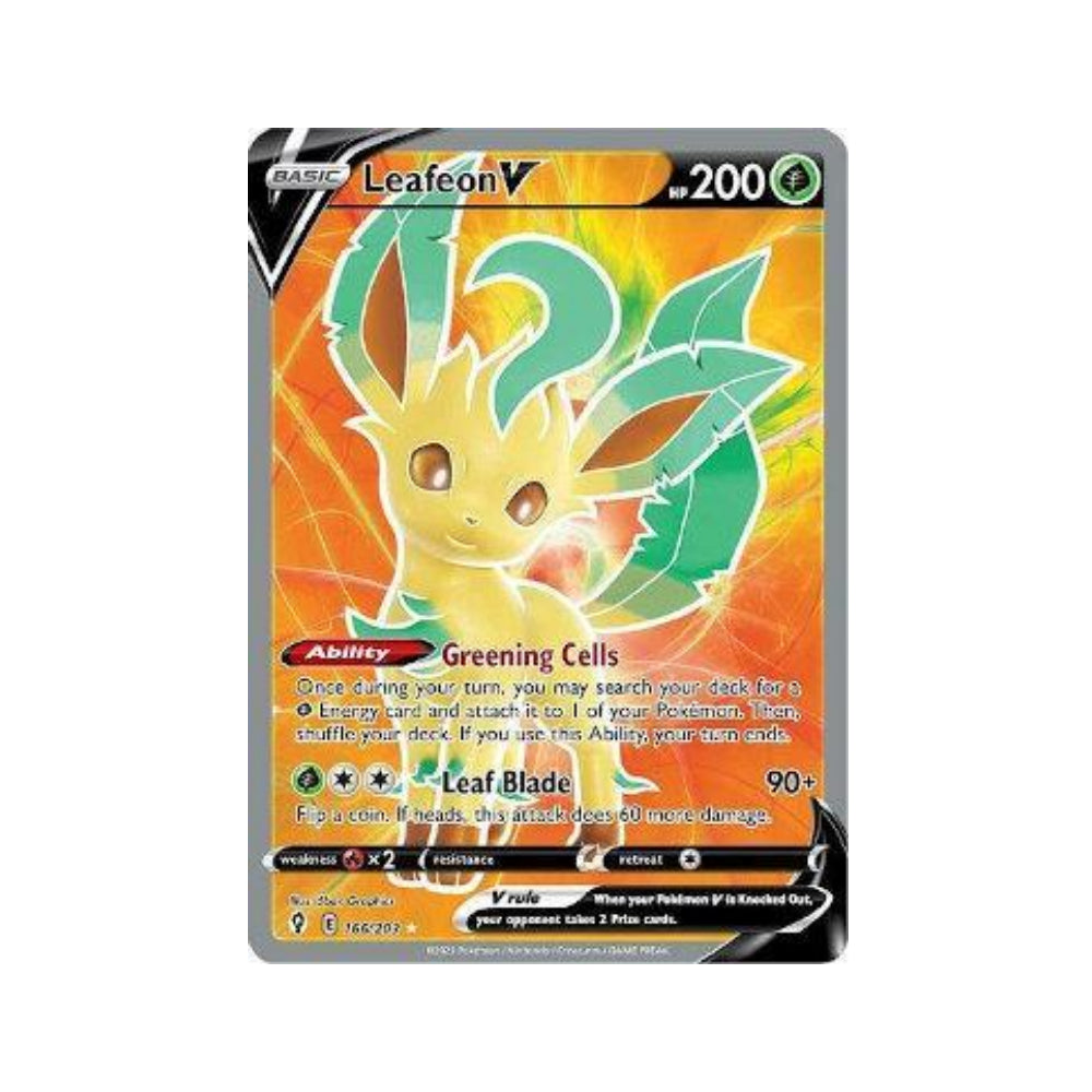 Leafeon-V 166/203 in Portuguese Evolving Skies Pokémon TCG