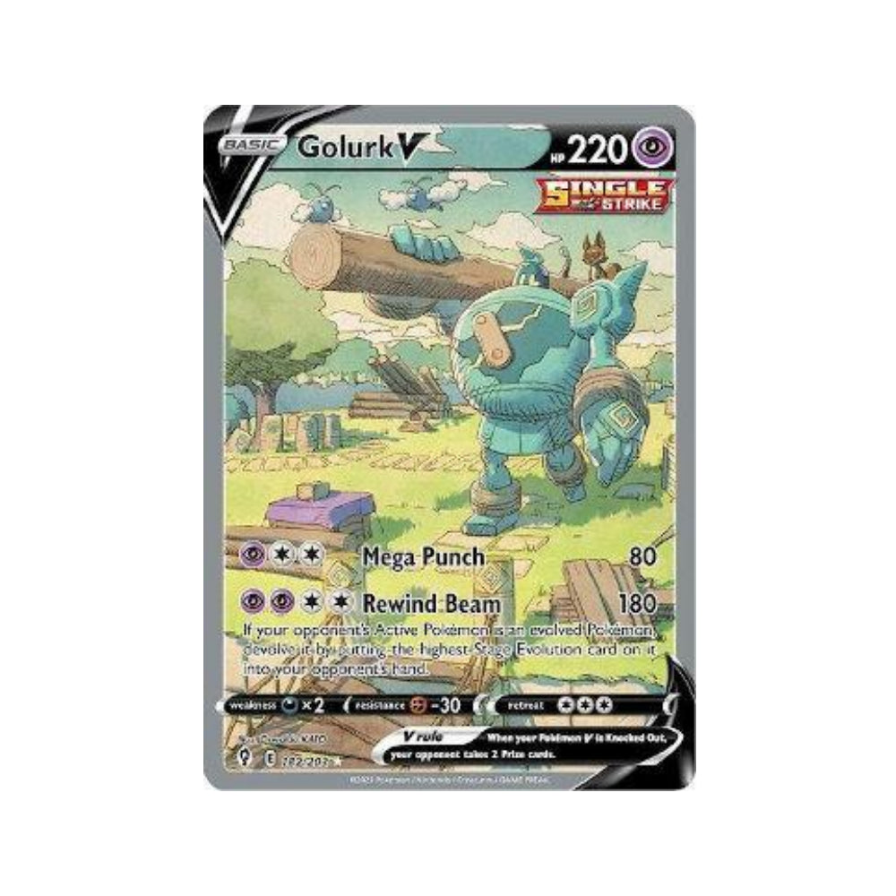 Golurk-V 182/203 in Portuguese Evolving Skies Pokémon TCG