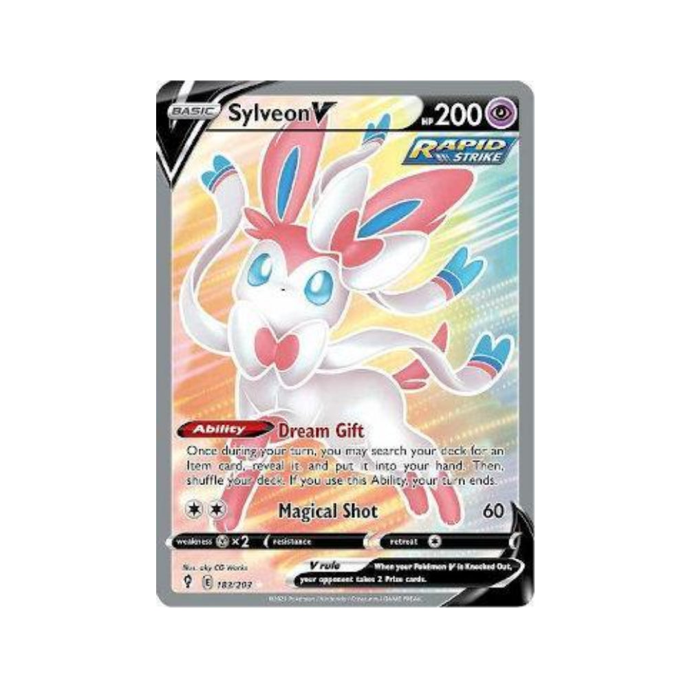 Sylveon-V 183/203 in Portuguese Evolving Skies Pokémon TCG