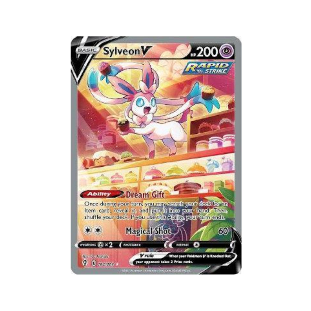 Sylveon-V 184/203 in Portuguese Evolving Skies Pokémon TCG