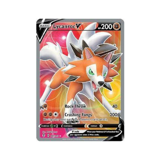 Lycanroc-V 187/203 in Portuguese Evolving Skies Pokémon TCG