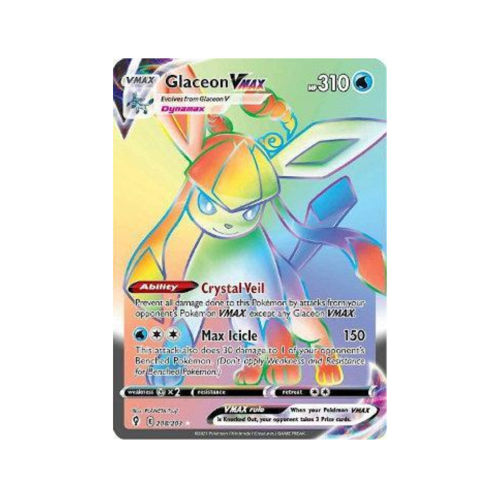 Glaceon-VMAX 208/203 in Portuguese Evolving Skies Pokémon TCG