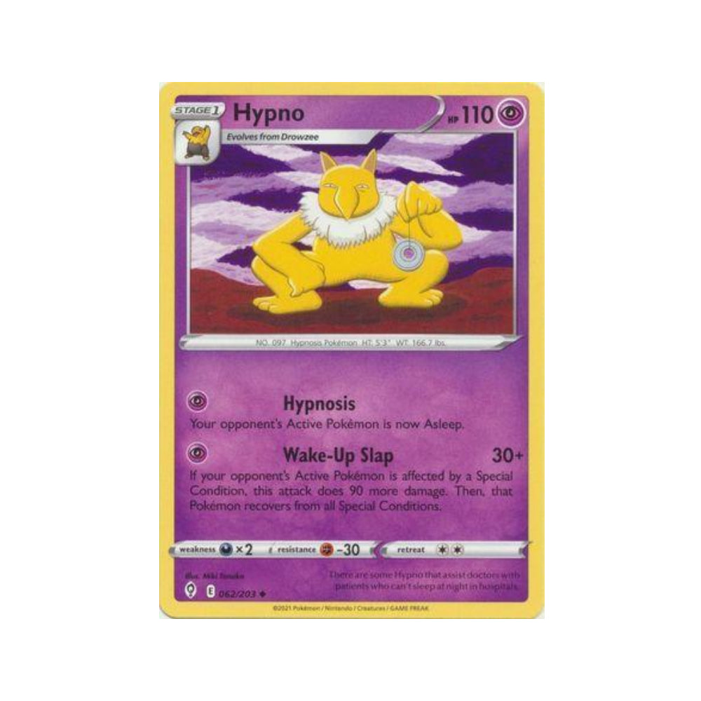 Hypno 62/203 in Portuguese Evolving Skies Pokémon TCG