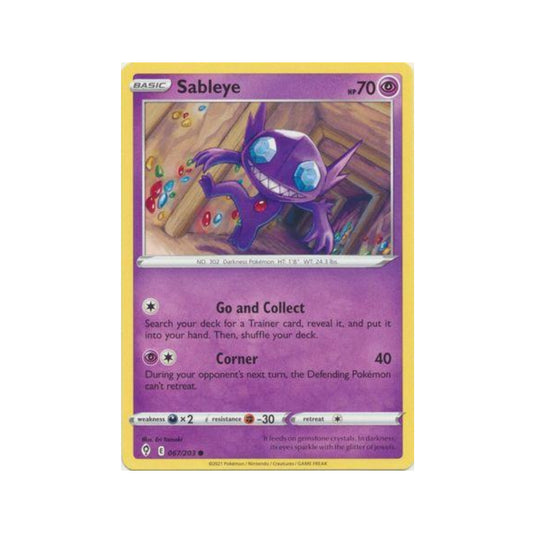 Sableye 67/203 in Portuguese Evolving Skies Pokémon TCG