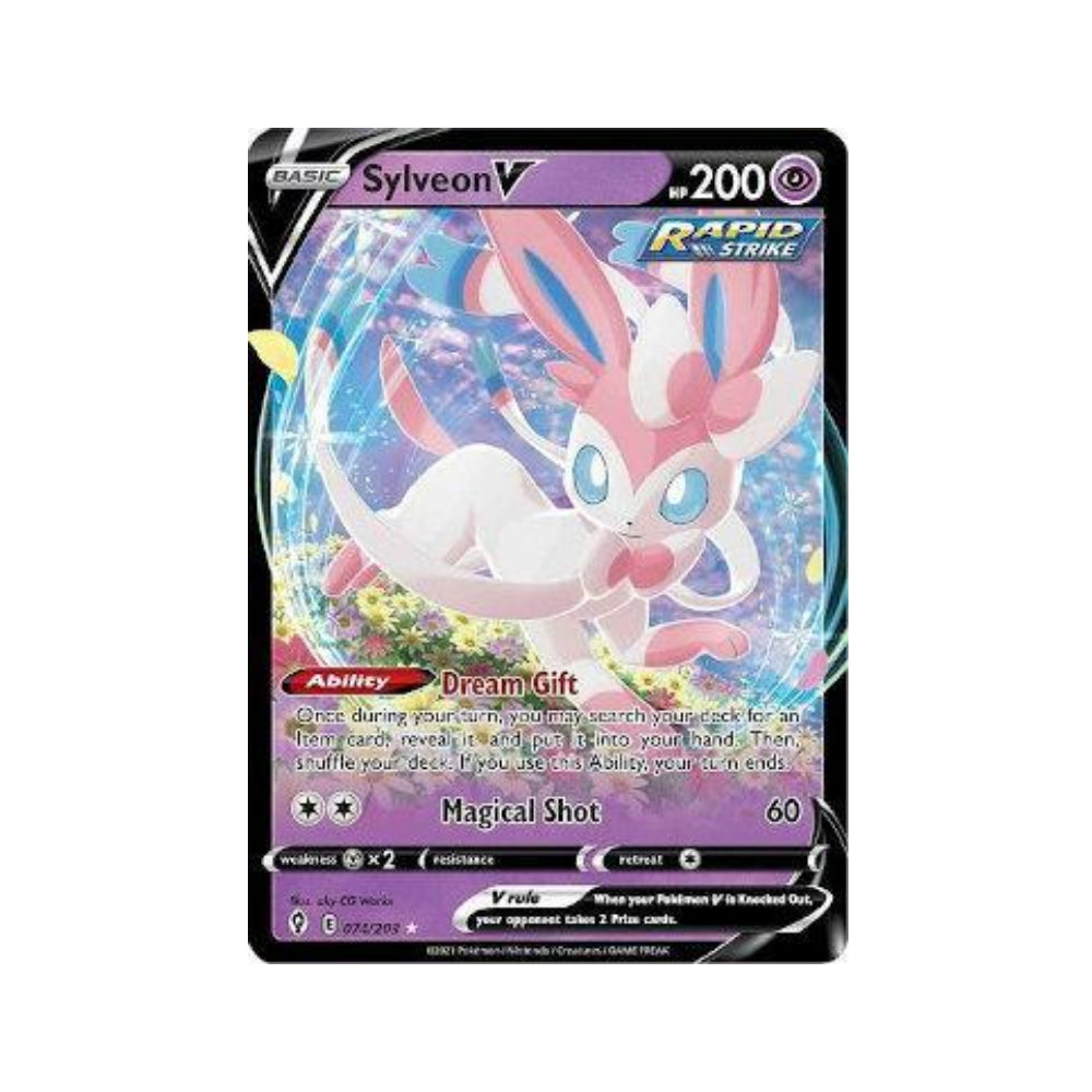 Sylveon-V 74/203 in Portuguese Evolving Skies Pokémon TCG