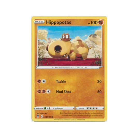 Hippopotas 84/203 in Portuguese Evolving Skies Pokémon TCG