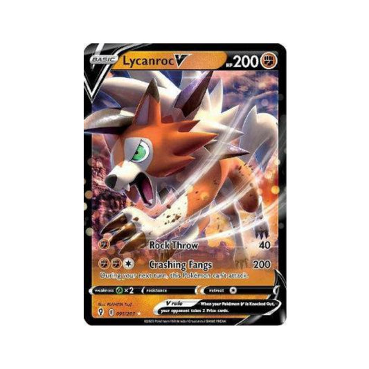 Lycanroc-V 91/203 in Portuguese Evolving Skies Pokémon TCG