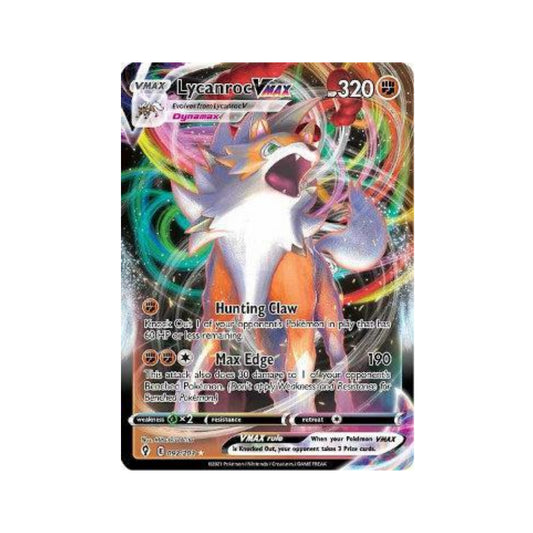 Lycanroc-VMAX 92/203 in Portuguese Evolving Skies Pokémon TCG