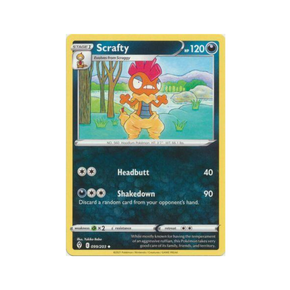 Scrafty 99/203 in Portuguese Evolving Skies Pokémon TCG