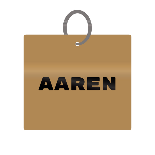 Aaren Engraved on Keychain in MDF 4cm x 4cm x 3mm